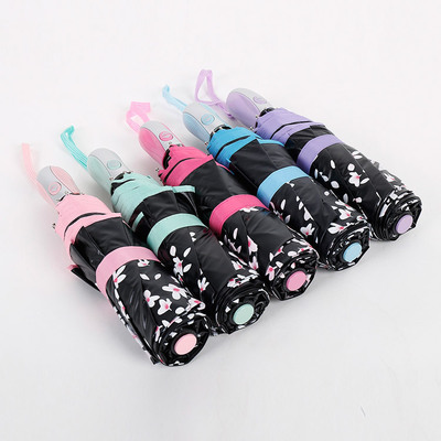 厂家批发午夜久久久精品创意加厚全自动樱花伞 8骨黑胶遮阳晴雨伞自动樱花伞